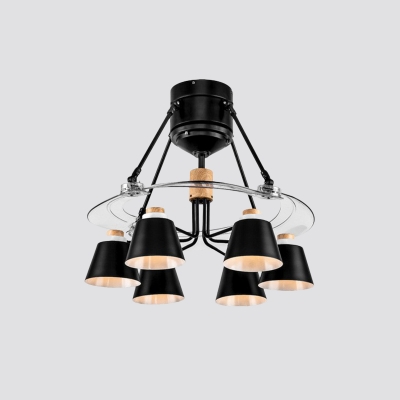 Flower/Round/Cone Ceiling Fan Lamp Modern Metal 1/5/6-Light 48