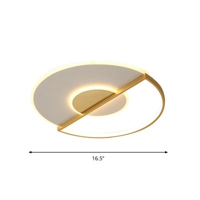 Minimalist LED Ceiling Light Gold Ultrathin Circle Flush-Mount Light with Acrylic Shade in Warm/White/3 Color Light, 16.5