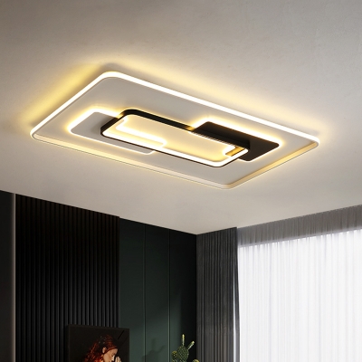Round/Square/Rectangle LED Ceiling Light Modern Aluminum Bedroom Flush Mount Recessed Lighting in Black, Warm/White Light