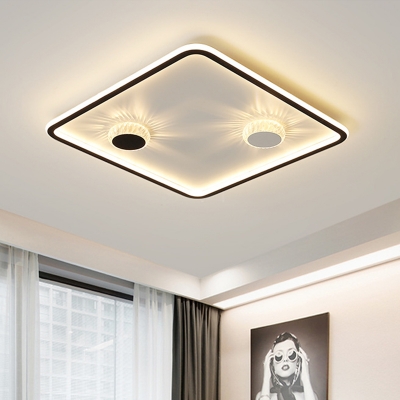 Round/Square/Rectangle Ultrathin Flush Light Minimal Acrylic Bedroom Surface Mounted LED Ceiling Lamp in Black, Warm/White Light