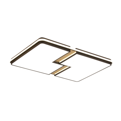 White Square/Rectangle Segment Flush Light Contemporary LED Acrylic Close to Ceiling Lamp in White/3 Color Light
