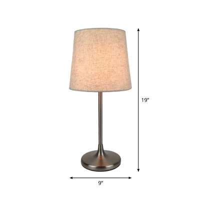 Beige Tapered Table Lighting Minimalistic 1 Bulb Fabric Night Stand Lamp for Living Room