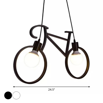 Black/White Bike Hanging Lamp Industrial Metal 20.5