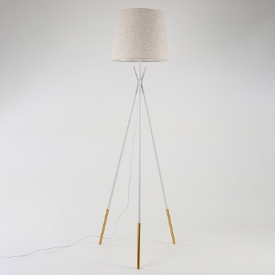 Empire Shade Floor Standing Lamp Nordic Fabric 1-Light Black/White Tripod Floor Light for Living Room