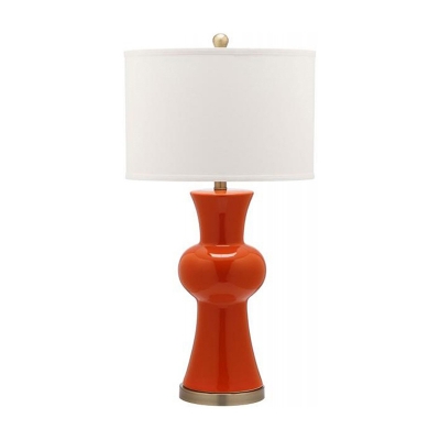 Fabric Drum Shade Night Light Simplicity 1-Light Burgundy/Royal Blue/White Table Lamp with Ceramic Vase Base