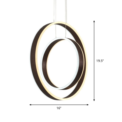Minimalist 2/3-Head Drop Pendant Coffee Circular Small/Large Pendulum Light with Acrylic Shade, Warm/White Light