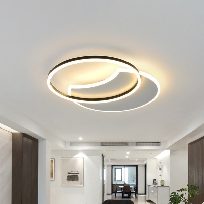 Nordic LED Ceiling Flushmount Lamp White Moon Design Flush Light with Acrylic Shade, Warm/White Light