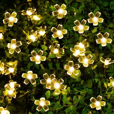 23ft Plastic Floweret Fairy Lamp Contemporary 50 Heads Black Solar String Lighting in Warm/White/Multi-Color Light