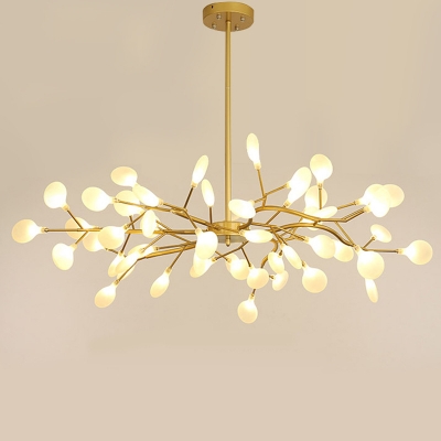 45 Bulbs Living Room Ceiling Light Modern Black/Gold Finish Chandelier with Leaf Acrylic Shade