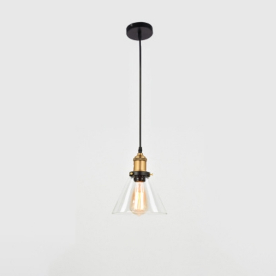 Bell/Globe/Dome Bistro Pendulum Light Industrial Clear/Tan Glass 1 Head Black Ceiling Pendant Lamp