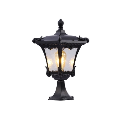 Black/Bronze Flared Post Lighting Fixture Traditional Clear Ripple Glass 1 Bulb Street Landscape Lamp, 6.5