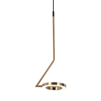 Brass Circular Rotating Hanging Lamp Postmodern Metallic LED Down Lighting Pendant