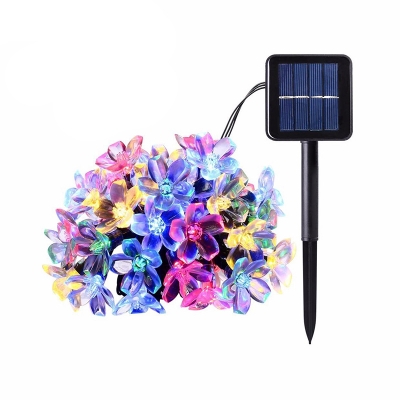Cherry Blossom Plastic Solar Festive Lamp Decorative 50 Heads 23ft Black String Lighting in Warm/White/Multi-Color Light