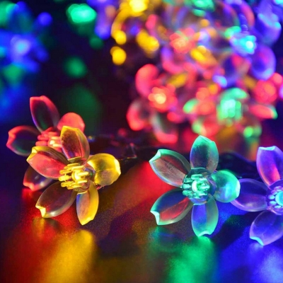 Clear Cherry Solar Festive Lighting Decorative 30-Bulb Plastic LED String Lamp in Warm/White/Multi-Color Light, 13.1ft