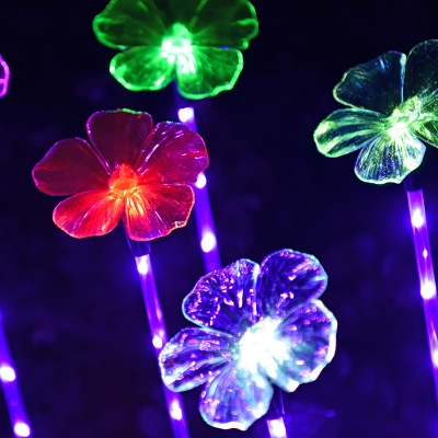 Clear Flower Solar Stake Light Cartoon Plastic LED Landscape Lighting for Garden Decoration