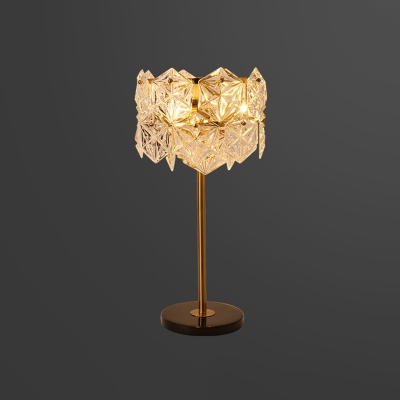 Clear K9 Crystal Snowflake Table Light Post-Modern 6-Light Gold Plated Night Light for Bedroom