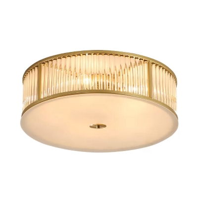 Drum Crystal Flush Mount Ceiling Light Minimalist 4/5/6 Lights Bedroom Flushmount in Gold