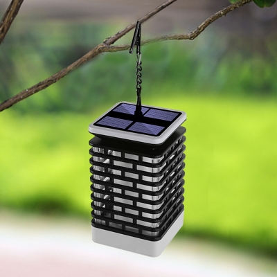 Grille Outdoor Solar Hanging Light Plastic Vintage LED Pendant Lighting with Clip in Black, Purple/Blue/Yellow Light