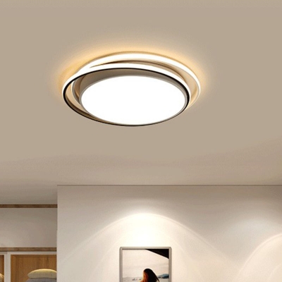 Living Room LED Flush Ceiling Light Simplicity Black/White Flush Mount with Round/Square/Rectangle Acrylic Shade, White/3 Color Light