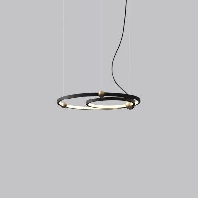 Loop Shaped Acrylic LED Ceiling Chandelier Minimalism Black Hanging Light Fixture in Warm/White Light