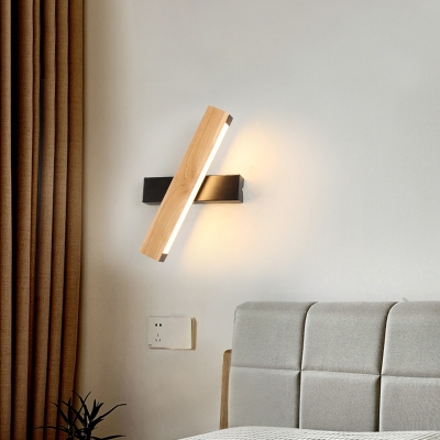 Matte Black/White Rectangle Wall Lighting Nordic Wooden Small/Large Adjustable LED Wall Lamp in Warm/White/3 Color Light