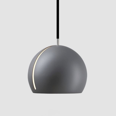 Nordic Dome Pendant Light Fixture Metal 1 Head Living Room Ceiling Hang Lamp with Slit in Black/Grey/Brass