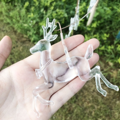 Nordic Reindeer Solar Multi-Pendant Plastic 6 Heads Garden Hanging Light Kit in Clear