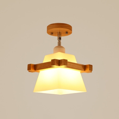 Pear/Fringe/Globe Corridor Flush Light Bamboo 1-Light Asian Semi Flush Mount Ceiling Light in Wood