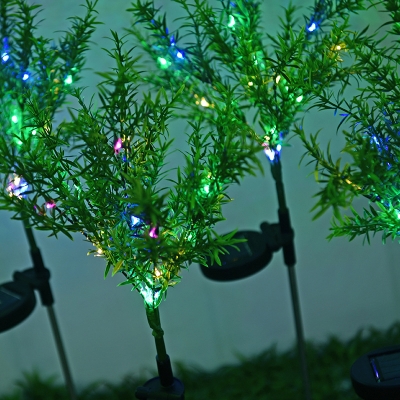 Pine Branch Plastic Path Lamp Modern Green Solar LED Stake Lighting for Christmas Deco