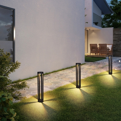 Plastic Open Shape Wiring/Solar Lawn Lamp Simplicity Black LED Ground Light for Driveway, 8