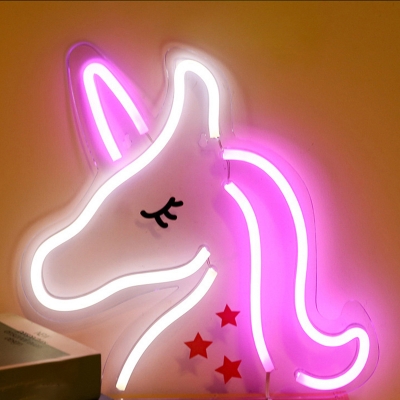 Rose/Unicorn/Cactus USB Plug-in Night Lamp Cartoon Plastic Childrens Bedroom Wall Night Light in White