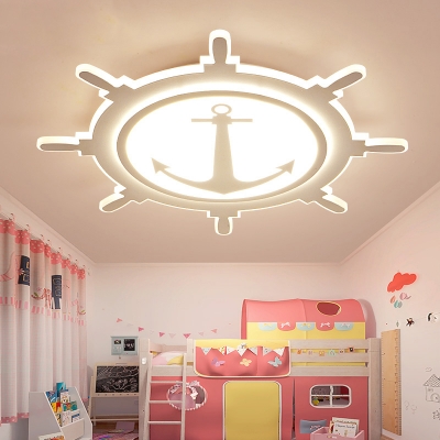 Rudder Childrens Bedroom Flush Light Acrylic Kids Ceiling Mount Lamp in Warm/White Light, 16.5/20.5/31