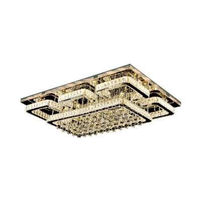 Square/Rectangle Cut Crystal Flush Light Modern Clear LED Flushmount with Ball Drop, 16