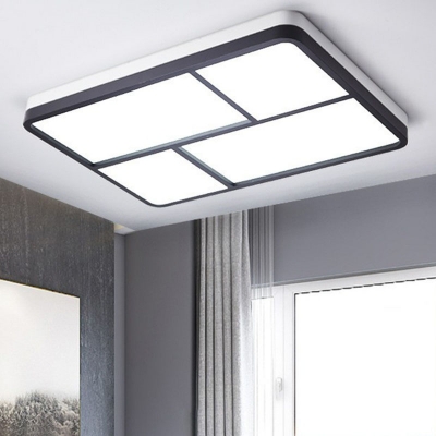 Square/Rectangle Spliced LED Flush Light Nordic Black and White Ceiling Mount Lighting for Living Room