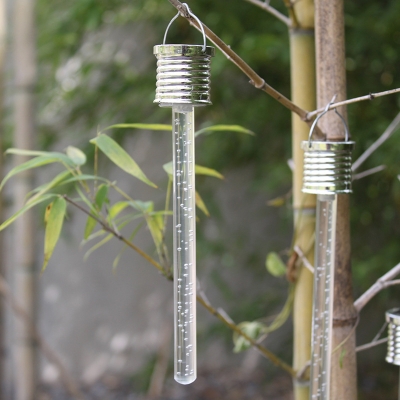 Tube Solar Hanging Pendant Light Minimalist Acrylic Garden LED Tree Lamp in Clear