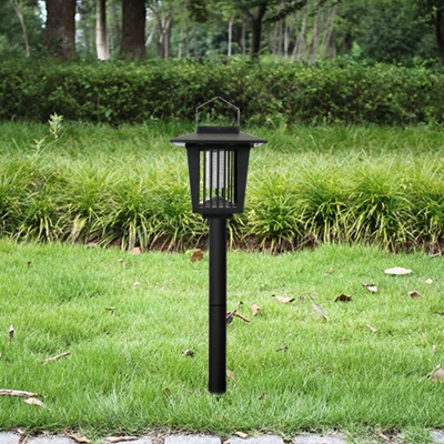 1 Piece Solar Lantern Path Light Retro Plastic Black UV LED Stake Lamp with Mosquito Trap Function