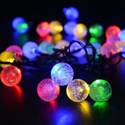 16.4ft Seedy Crystal Ball Light String Artistry 20-Light Black Solar Powered Christmas Lamp in Warm/White/Multi-Color Light