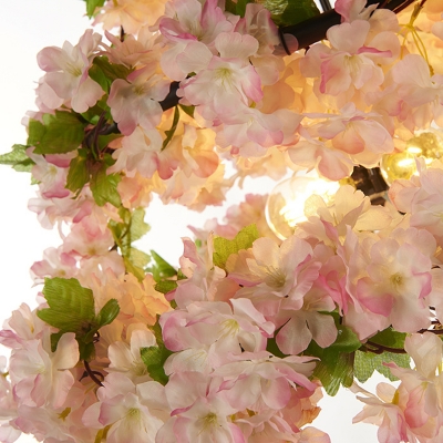 3/5-Tiered Cherry Blossom Iron Chandelier Rustic 5/10 Bulbs Bistro Hanging Ceiling Light in Light Pink