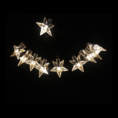 6.5ft Star Fairy Light String Cartoon Plastic 20/30/50 Heads Black Solar Christmas Lighting in Warm/White/Multi-Color Light