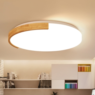 Acrylic Round Ceiling Flush Mount Light Nordic Small/Medium/Large LED Flush Light in Natural/3 Color Light with Wood Guard