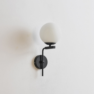Ball Clear Water/Cream Glass Sconce Lamp Nordic 1 Head Black/Gold Wall Mounted Lighting with Right Angle Arm