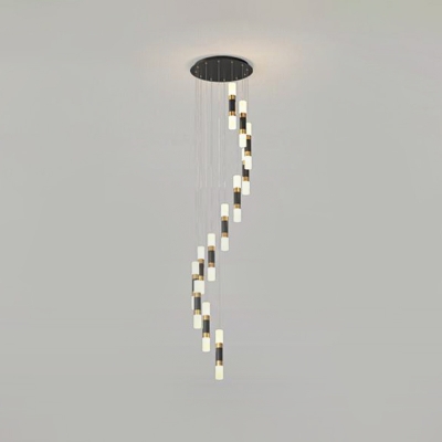 Black and White Tube Cluster Pendant Modern 12 Bulbs Metal LED Suspended Lighting Fixture