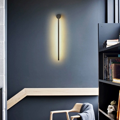 Black/Gold Rod LED Wall Sconce Minimalist Metal Small/Medium/Large Wall Mounted Lamp in Warm/White Light/Third Gear