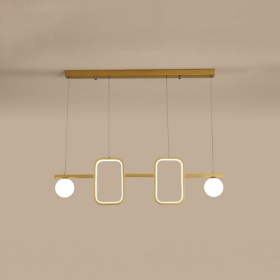 Black/Gold Symmetric Island Pendant Light Novelty Modern Opal Ball Glass LED Hanging Lamp, White/3 Color Light/Remote Control Stepless Dimming