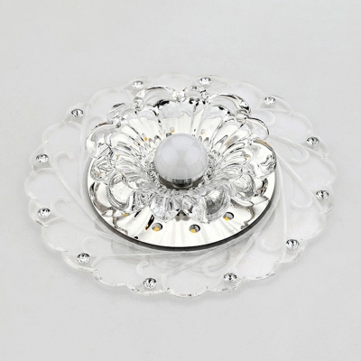 Blooming Crystal Flush Light Modern Clear LED Flush Mount Ceiling Lamp in Warm/Pink/Multi-Color Light, 3/5w