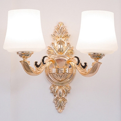 Conic White Glass Chandelier Light Fixture Modernism 6/8/15 Lights Gold Wall Lamp for Living Room