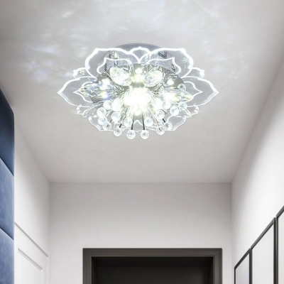 Flower Flush Mount Recessed Lighting Simplicity Crystal Clear LED Ceiling Fixture in Warm/White/Multi-Color Light