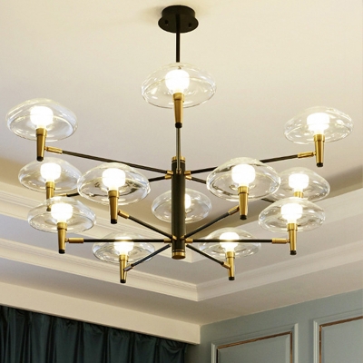 Jellyfish Clear Glass Ceiling Chandelier Postmodern 6/8/12-Light Black and Gold Hanging Pendant Lamp