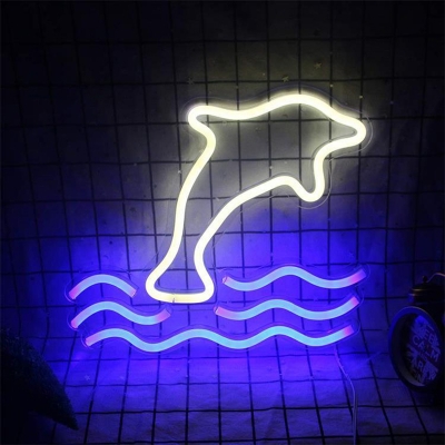 Kids Style Dolphin Night Lamp Plastic Child Bedroom LED Wall Night Light in White