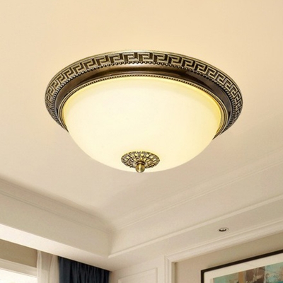 Opaline Glass Brown Flush Mount Small/Large Hemisphere Classic LED Ceiling Light Fixture in Warm/White Light/Third Gear